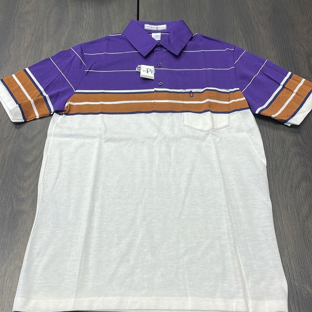 Purple/brown striped Polo shirt (vintage) PENGUIN CLUB